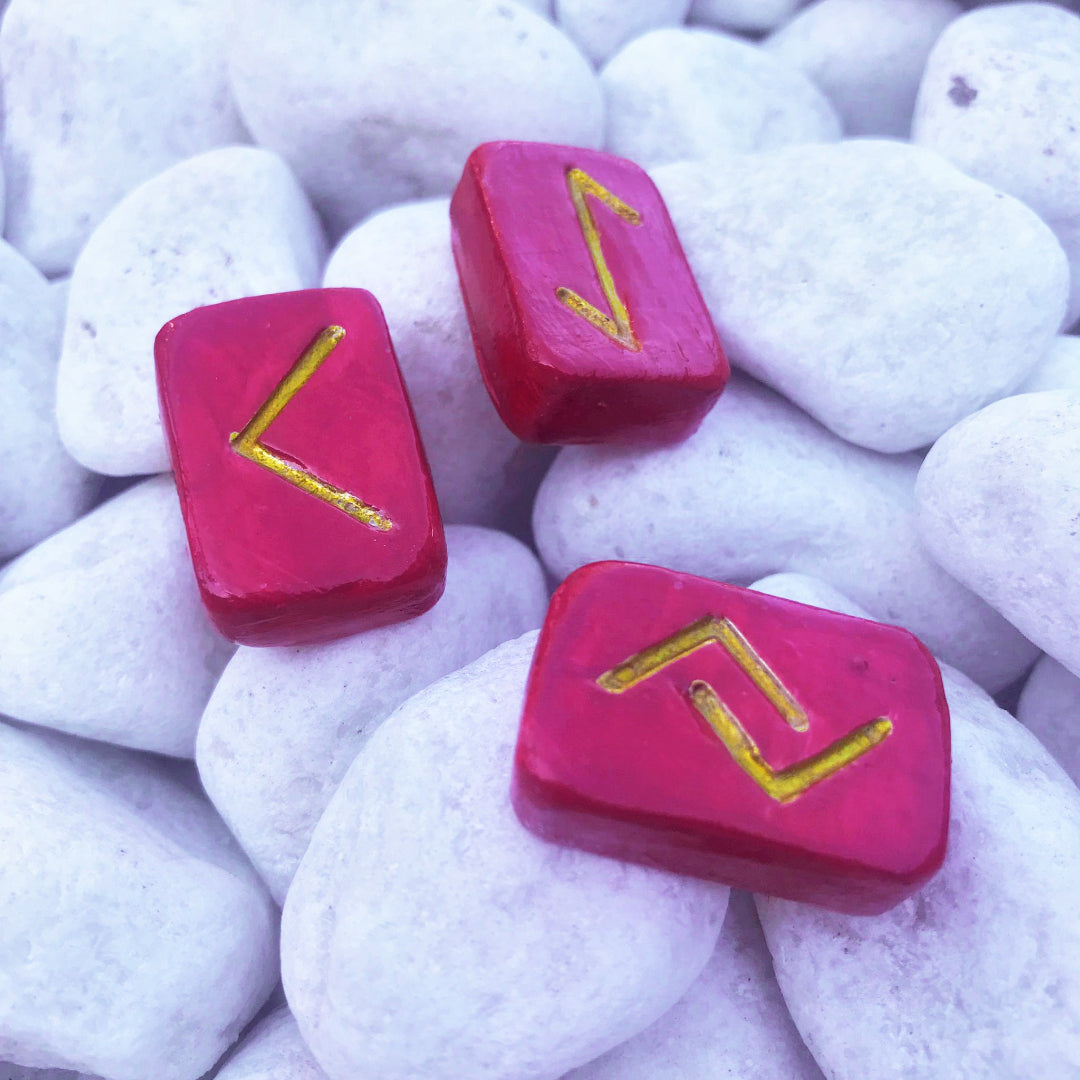 Runas Vikingas artesanales "Flor de Sangre y Oro"