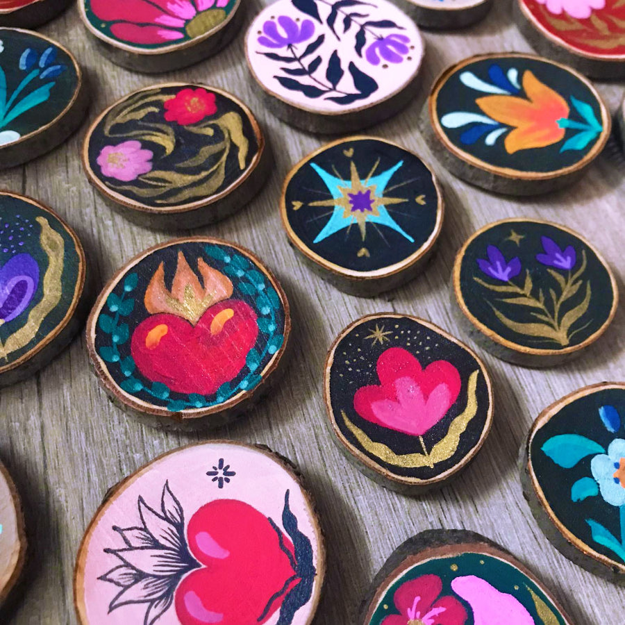 Imanes para nevera de madera "Aura Presente"