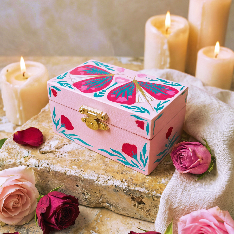 Joyero artesanal "Blossom Wing"