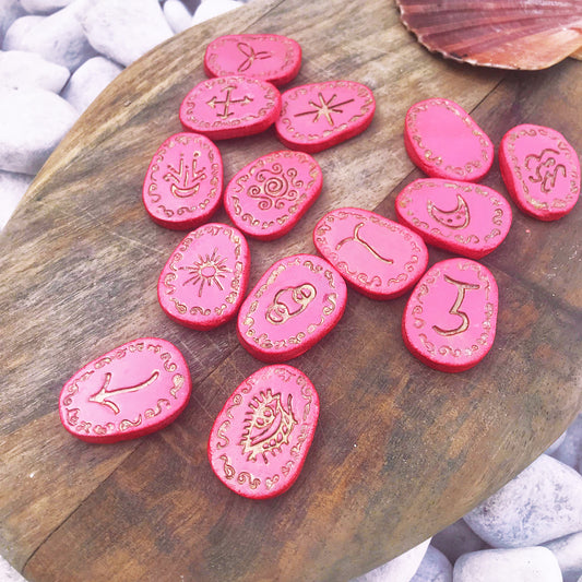 Runas de Bruja artesanales "Corazón de llama dorada"