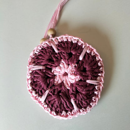 BOLSA ARTESANAL | RAFIA | Flor Rosa