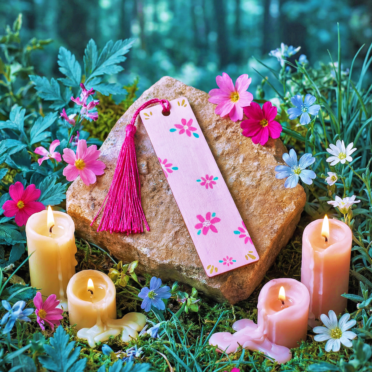 "Floral Breeze" Wooden Bookmark