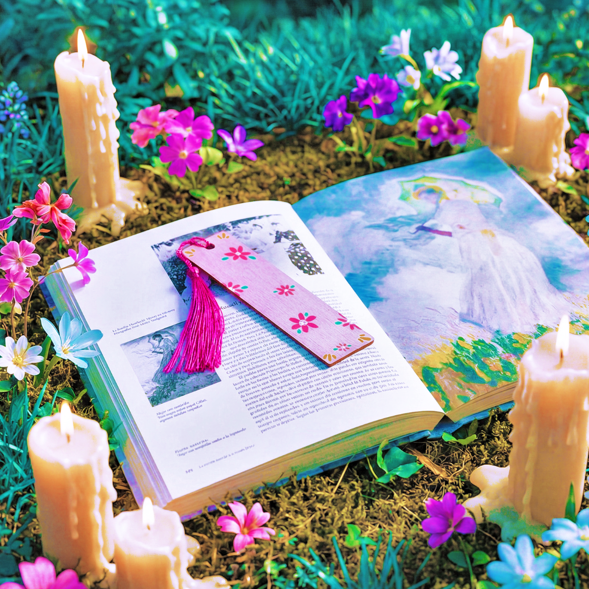 "Floral Breeze" Wooden Bookmark