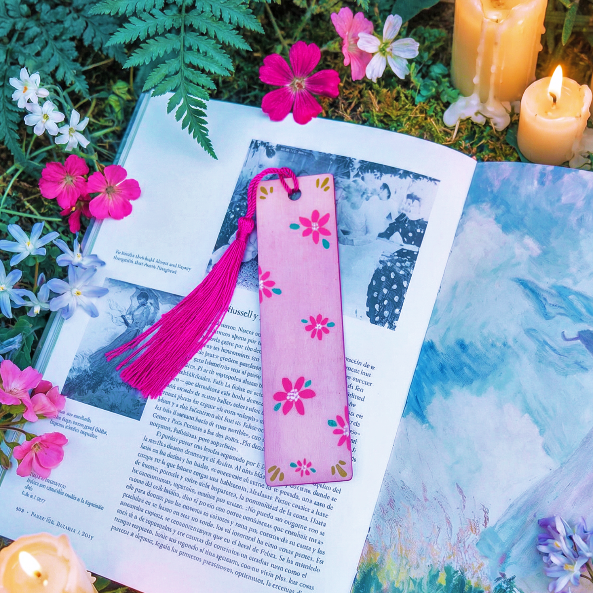 "Floral Breeze" Wooden Bookmark