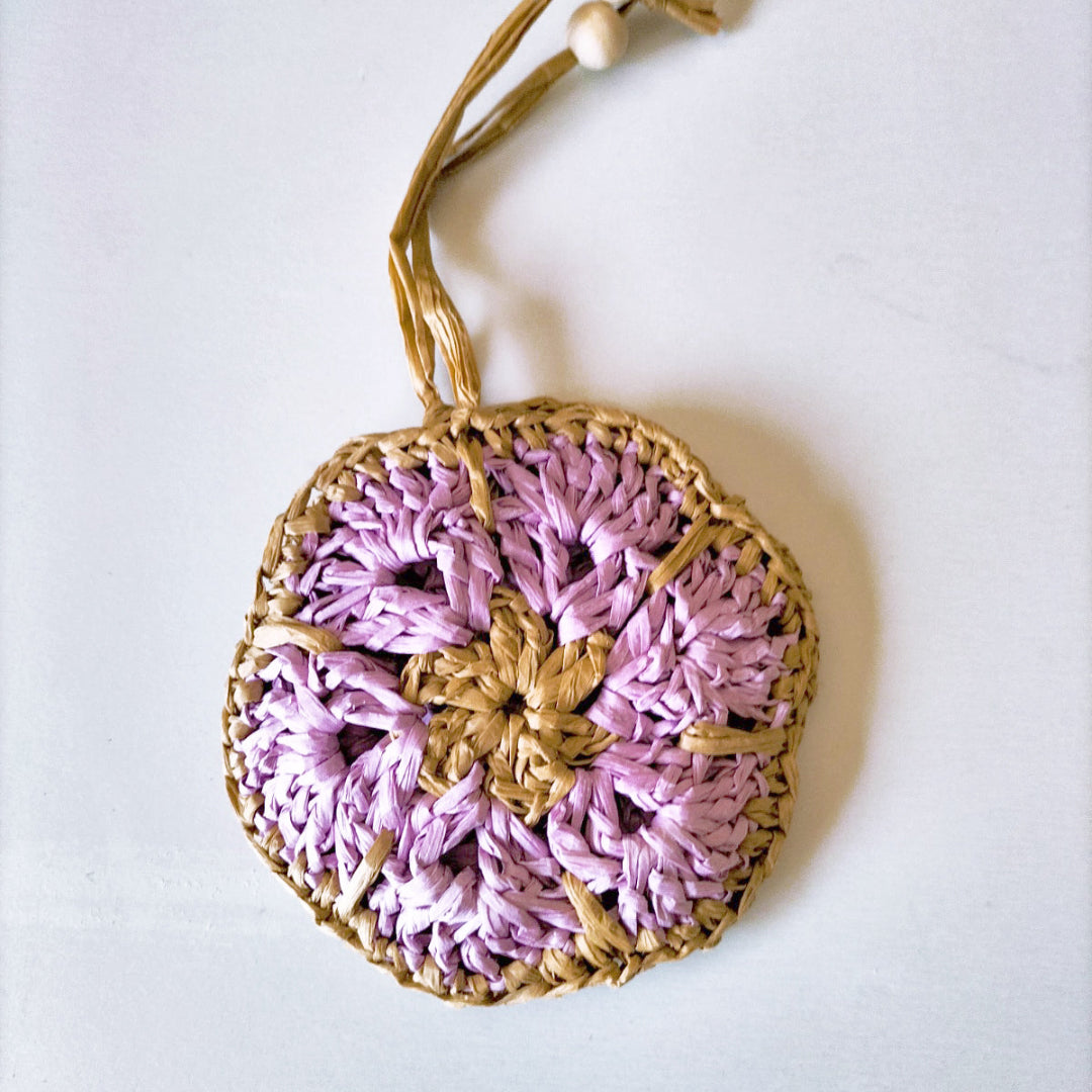 BOLSA ARTESANAL | RAFIA | Flor Camel