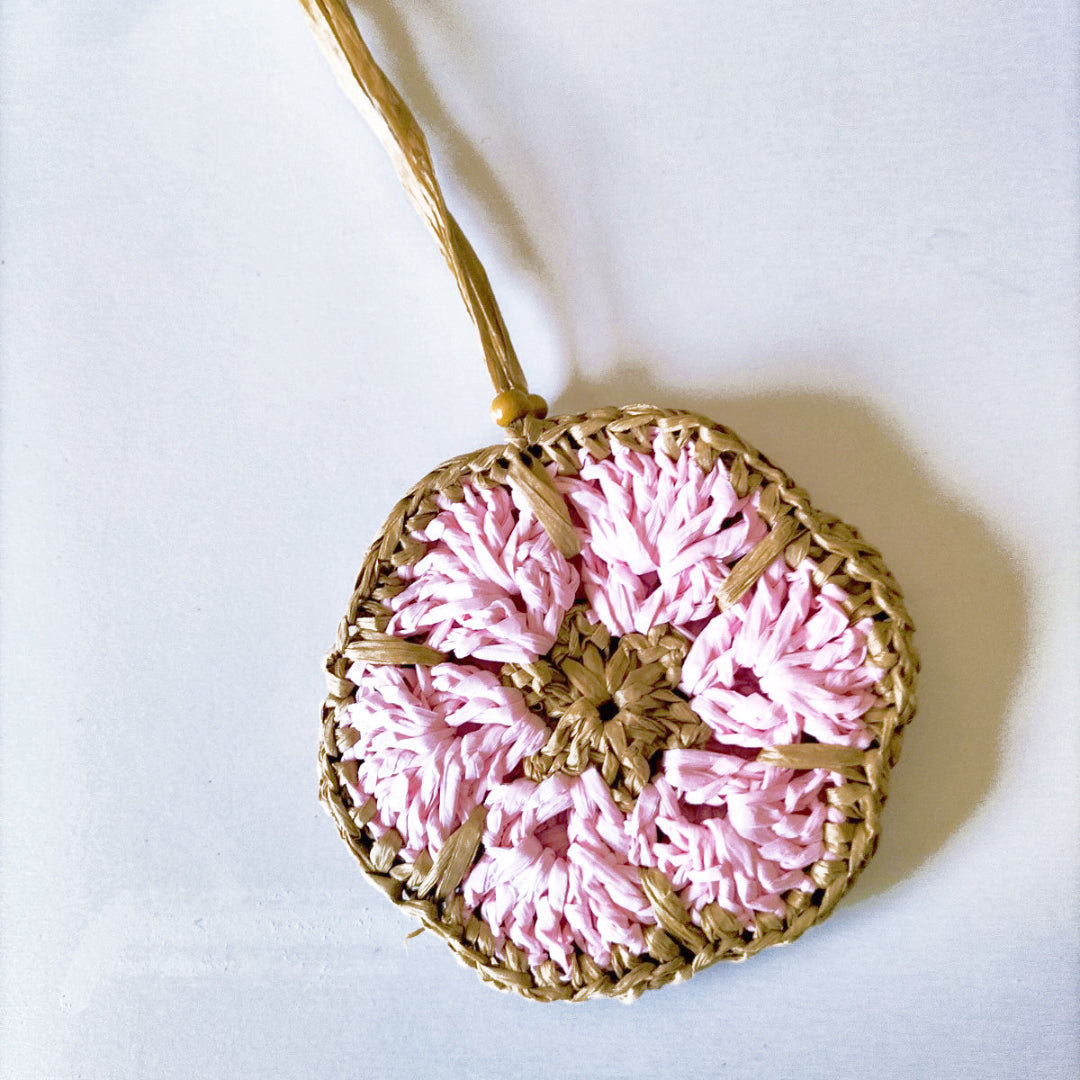 BOLSA ARTESANAL | RAFIA | Flor Camel