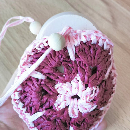 BOLSA ARTESANAL | RAFIA | Flor Rosa