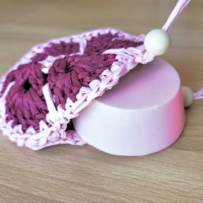 BOLSA ARTESANAL | RAFIA | Flor Rosa