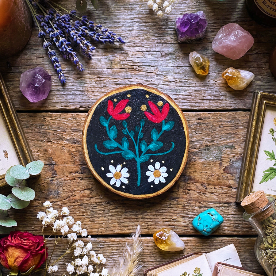 Imanes para nevera de madera "Flor de Casa"