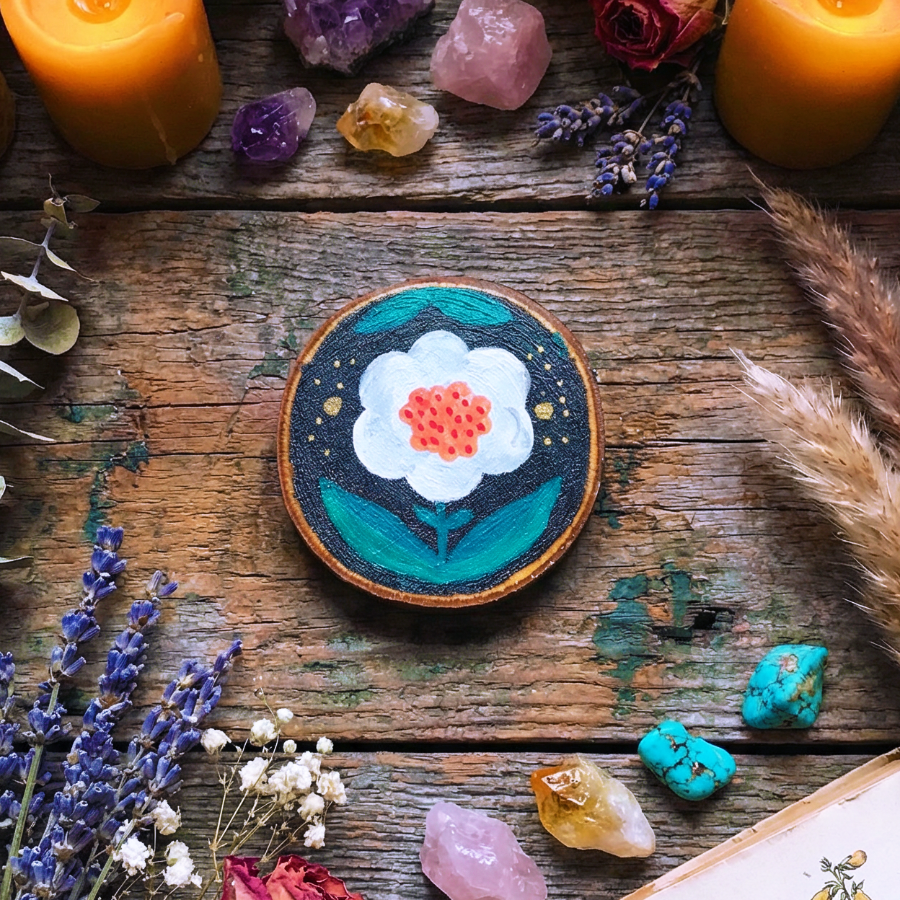 Imanes para nevera de madera "Flor de Casa"