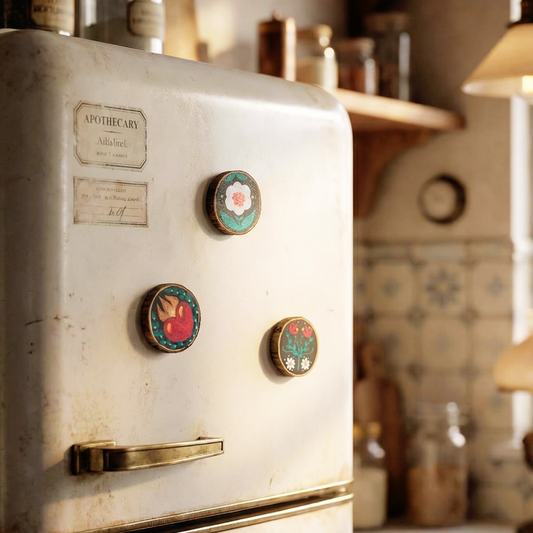 Imanes para nevera de madera "Flor de Casa"