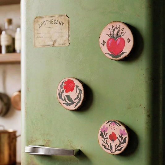 Imanes para nevera de madera "Fulgor de Hogar"