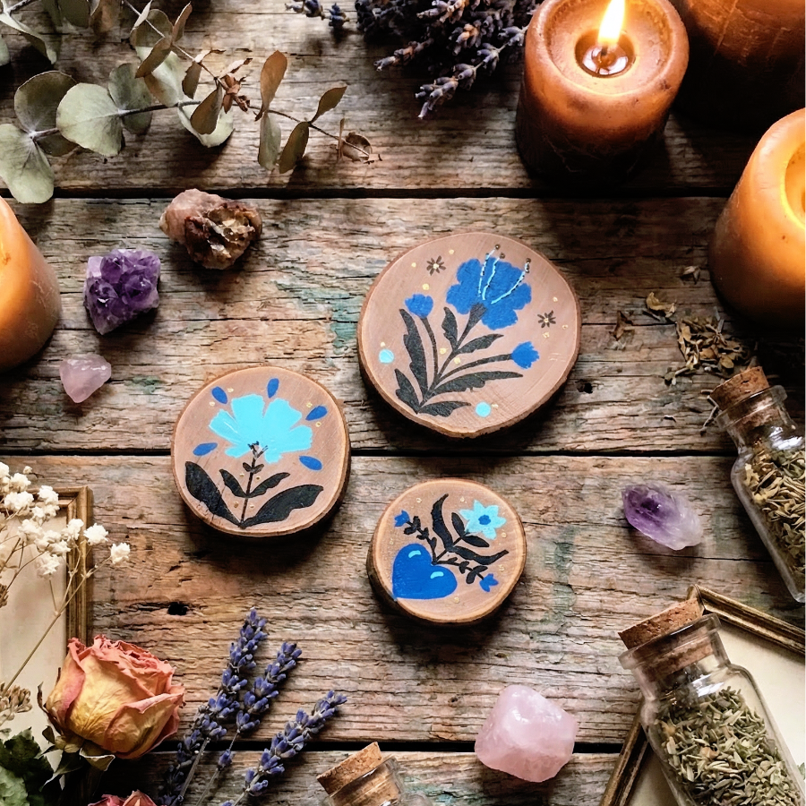 Imanes para nevera de madera "Aura Presente"