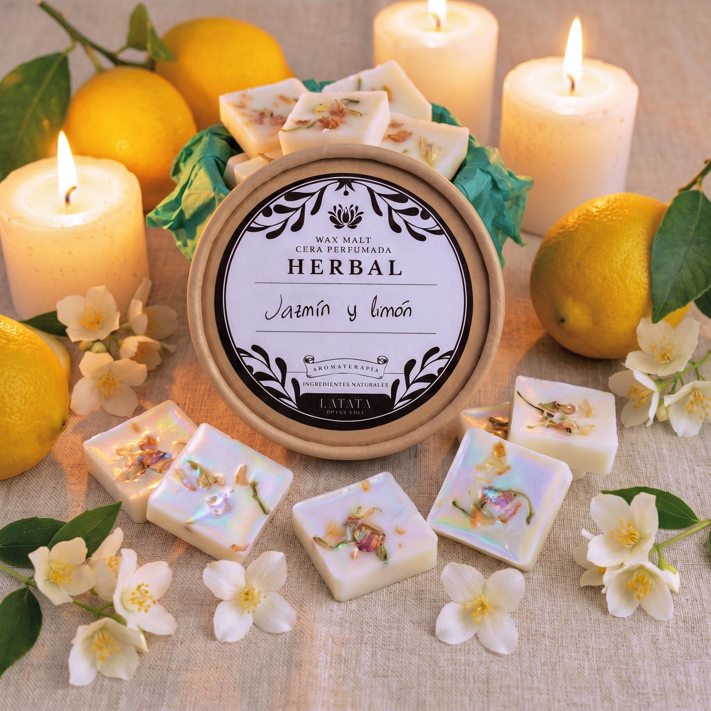 Jasmine and lemon scented wax